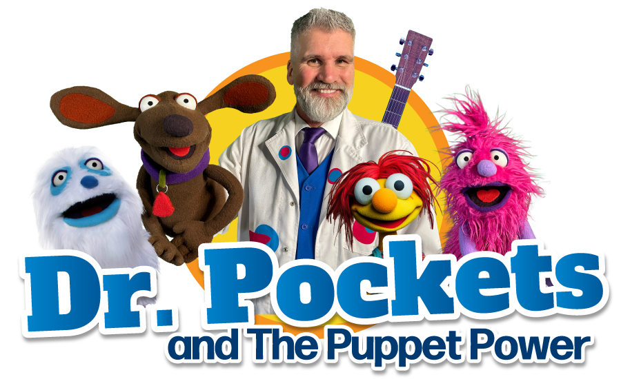 Dr Pockets & The Puppet Power children's musical comedy show featuring puppets and live music