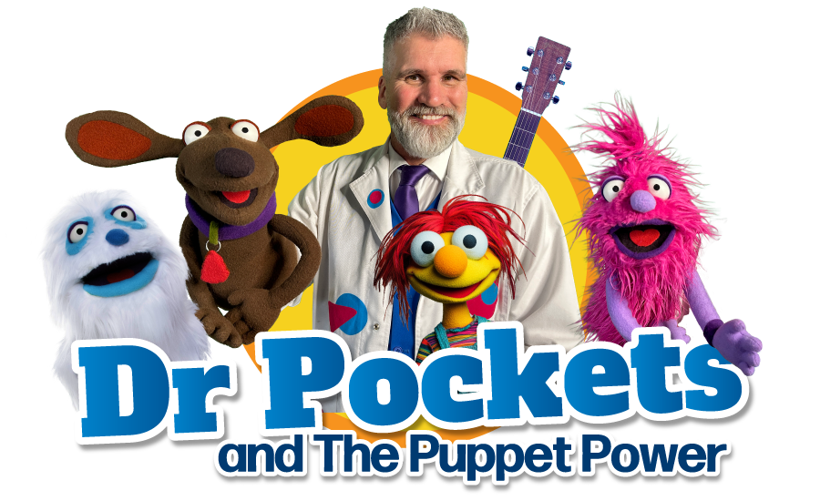 Dr Pockets & The Puppet Power children's musical comedy show featuring puppets and live music